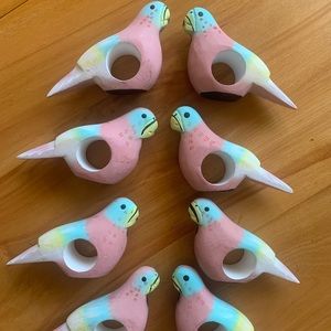 Wooden Tropical Parrot Napkin Rings ☼